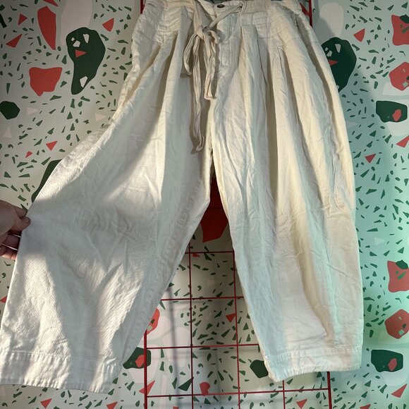 Free People 100% Cotton Drawstring Pant White - M - Picture 2 of 3